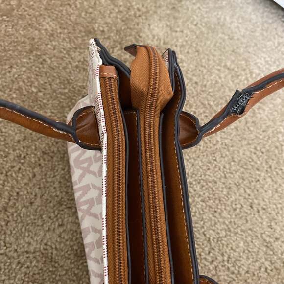 Noble Exchange (NX) Monogram Logo Vanilla/Tan Belted‎ Satchel - Picture 6 of 11